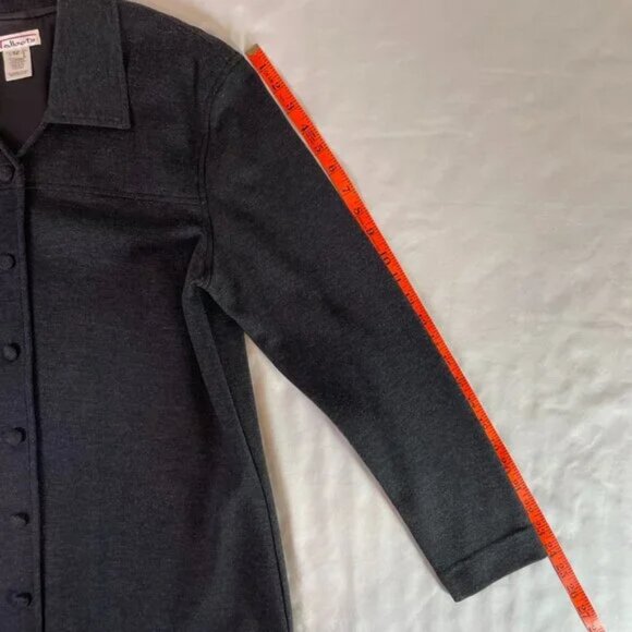 Talbots Vintage 90's Business Suit Charcoal Gray Ponte Knit Jacket Skirt Size 12 - Picture 12 of 15